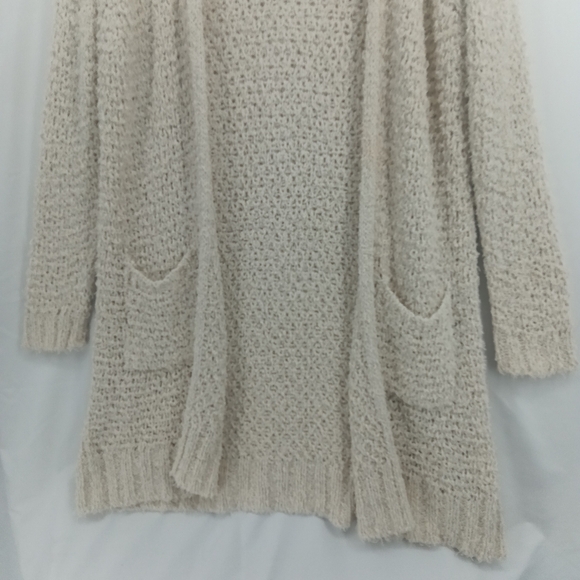 Massimo Dutti Bouclé Knit Cardigan Sweater Large Beige Cream Italy Cozy Designer - Picture 6 of 13
